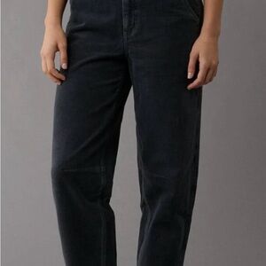 American Eagle barrel-leg paperbag waist corduroy pants